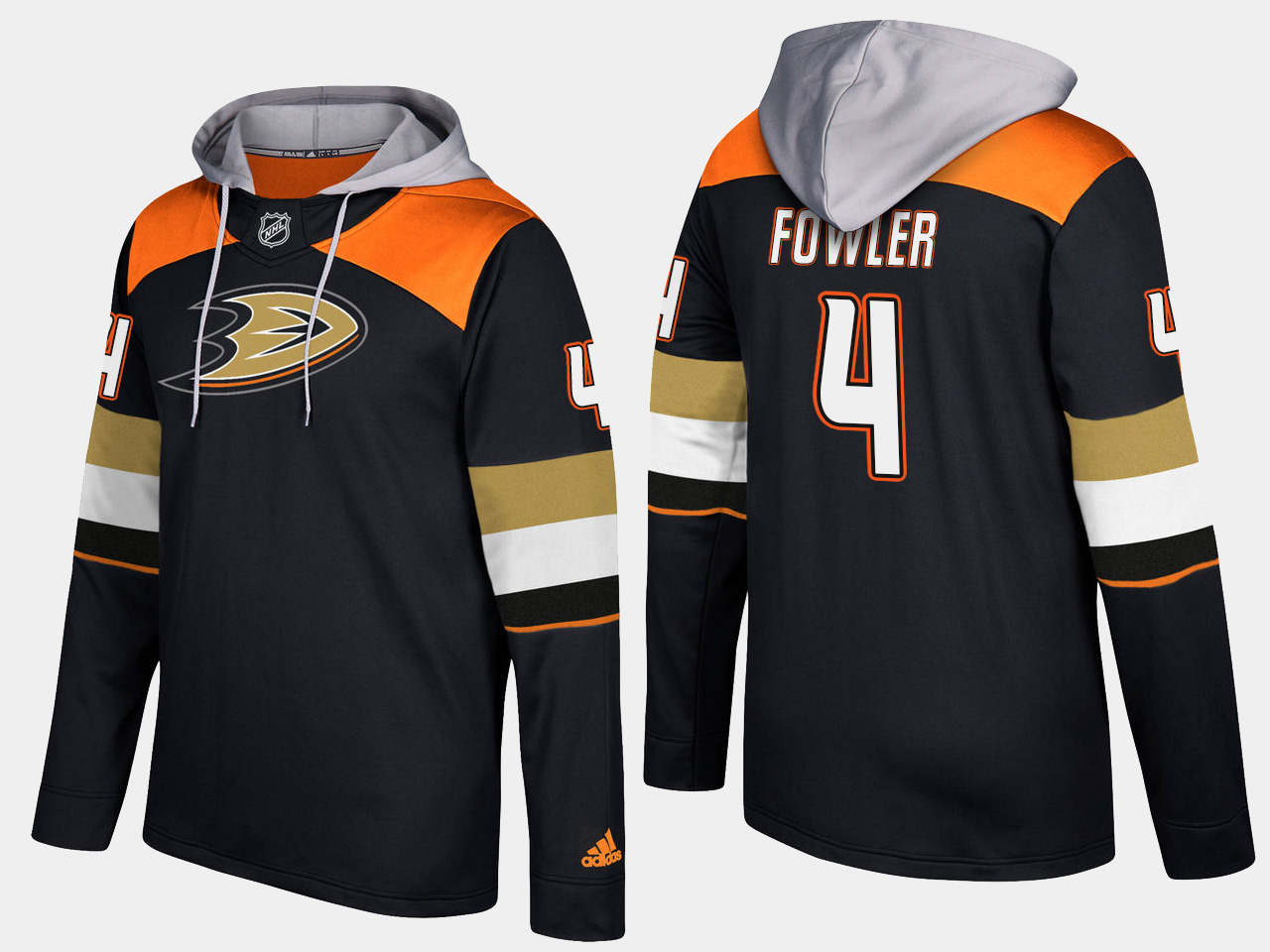 Men NHL Anaheim ducks #4 cam fowler black hoodie->anaheim ducks->NHL Jersey